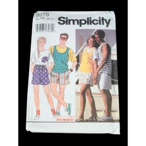 Vtg Simplicity Pattern 9978 Unisex Men Women Teen Boy Girl Size MD-XL Shorts Top